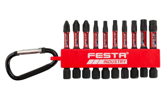Sada torzných bitov FESTA INDUSTRY PH–PZ–TORX S2 1/4" 50 mm 10 ks