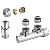 Set pro radiátory, termostatický rohový ventil H s hlavicí M30x1,5, svěrné šroubení, pro PEX-AL-PEX, středové připojení, chrom Set pro radiátory, termostatický rohový ventil H s hlavicí M30x1,5, svěrné šroubení, pro PEX-AL-PEX, středové připojení, chrom