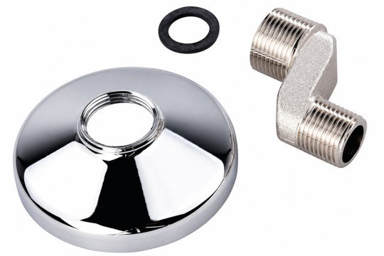 Excentrická etážka 1/2" x 3/4“, s rozetou, chróm