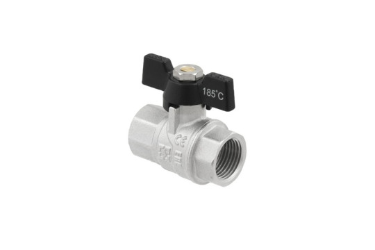 Kulový ventil BLACK 3/4" FF Motýl PN40 185°C PLNOPRŮTOK