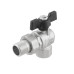 Kulový ventil BLACK 1/2" MF motýl se šroubením ROHOVÝ PN50 185°C PLNOPRŮTOK