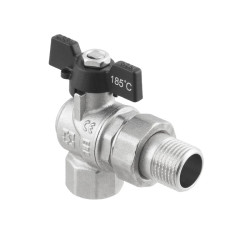 Kulový ventil BLACK 1/2" MF motýl se šroubením ROHOVÝ PN50 185°C PLNOPRŮTOK