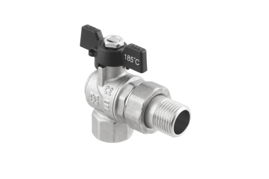 Kulový ventil BLACK 1/2" MF motýl se šroubením ROHOVÝ PN50 185°C PLNOPRŮTOK