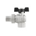 Kulový ventil BLACK 1/2" MF motýl se šroubením ROHOVÝ PN50 185°C PLNOPRŮTOK