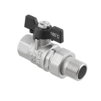 Kulový ventil BLACK 3/4" MF motýl se šroubením PN40 185°C PLNOPRŮTOK