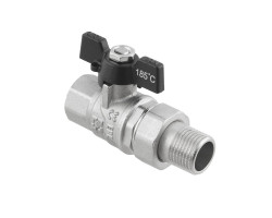 Kulový ventil BLACK 1" MF motýl se šroubením PN40 185°C PLNOPRŮTOK