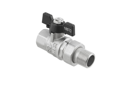 Kulový ventil BLACK 1" MF motýl se šroubením PN40 185°C PLNOPRŮTOK