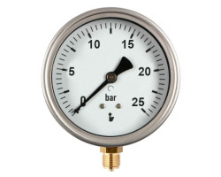 Manometr (tlakoměr) d50mm 0-25 BAR SPODNÍ vývod 1/4" - voda, vzduch