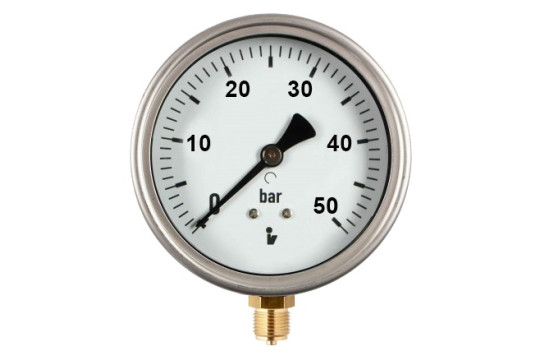 Manometr (tlakoměr) d63mm 0-50 BAR SPODNÍ vývod 1/4" - voda, vzduch