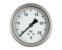 Manometr (tlakoměr) d50mm 0-25 BAR ZADNÍ vývod 1/4" - voda, vzduch