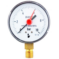 Manometr (tlakoměr) d50mm 0-10 BAR SPODNÍ vývod 1/4" - voda, vzduch Manometr (tlakoměr) d50mm 0-10 BAR SPODNÍ vývod 1/4" - voda, vzduch