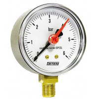 Manometr (tlakoměr) d50mm 0-6 BAR SPODNÍ vývod 1/4" - voda, vzduch Manometr (tlakoměr) d50mm 0-6 BAR SPODNÍ vývod 1/4" - voda, vzduch