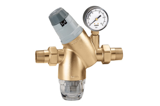 CALEFFI 5351 - Regulátor tlaku vody s filtrem a manometrem 1/2" PN25, 1 - 6 BAR 40°C