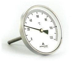 Celonerezový teploměr d60mm se ZADNÍM vývodem 45mm, 0-120°C, bimetalový 