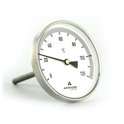 Celonerezový teploměr d100mm se ZADNÍM vývodem 100mm, 0-450°C, bimetalový 