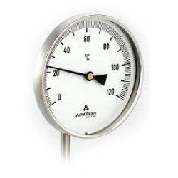 Celonerezový teploměr d60mm se SPODNÍM vývodem 100mm, 0-120°C, bimetalový 
