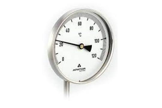 Celonerezový teploměr d60mm se SPODNÍM vývodem 100mm, 0-120°C, bimetalový 