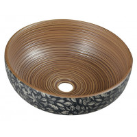 PRIORI keramické umyvadlo, průměr 40 cm, 15 cm, hnědá s modrým vzorem PRIORI keramické umyvadlo, průměr 40 cm, 15 cm, hnědá s modrým vzorem