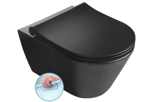 AVVA závěsná WC mísa Rimless, 35,5x53 cm, černá mat AVVA závěsná WC mísa Rimless, 35,5x53 cm, černá mat