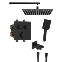 SMART SELECT podomítkový sprchový set s termostatickou baterií, 2 výstupy, vyústění, černá mat SMART SELECT podomítkový sprchový set s termostatickou baterií, 2 výstupy, vyústění, černá mat