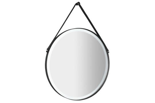 ORBITER kulaté LED podsvícené zrcadlo s koženým páskem, ø 70cm, černá mat ORBITER kulaté LED podsvícené zrcadlo s koženým páskem, ø 70cm, černá mat