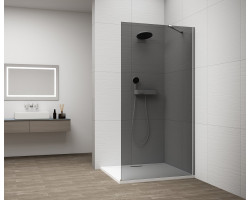 ESCA CHROME jednodílná sprchová zástěna k instalaci ke stěně, kouřové sklo, 900 mm