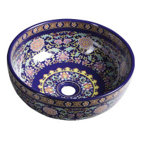 PRIORI keramické umyvadlo, průměr 40,5cm, 15,5cm, fialová s ornamenty PRIORI keramické umyvadlo, průměr 40,5cm, 15,5cm, fialová s ornamenty