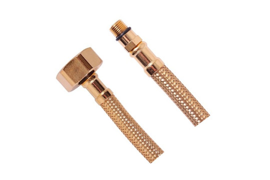 Flexibilní nerezová hadice M10x3/8", 35cm, zlatá