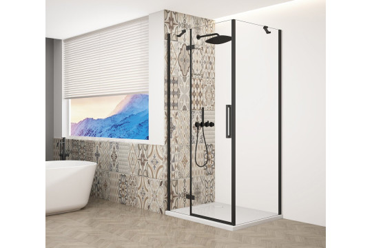 TRINITY BLACK čtvercový sprchový kout 800x800mm, čiré sklo, levé