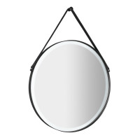 ORBITER kulaté LED podsvícené zrcadlo s koženým páskem, ø 60cm, černá mat ORBITER kulaté LED podsvícené zrcadlo s koženým páskem, ø 60cm, černá mat