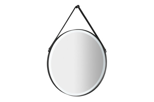ORBITER kulaté LED podsvícené zrcadlo s koženým páskem, ø 60cm, černá mat ORBITER kulaté LED podsvícené zrcadlo s koženým páskem, ø 60cm, černá mat