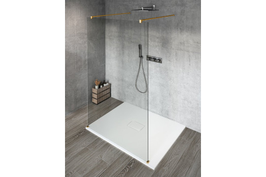 VARIO GOLD MATT jednodílná sprchová zástěna do prostoru, čiré sklo, 700 mm