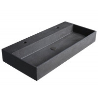 QUADRADO betonové umyvadlo včetně výpusti, 96x44 cm, 2 otvory, černý granit QUADRADO betonové umyvadlo včetně výpusti, 96x44 cm, 2 otvory, černý granit