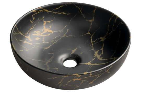 RONDANE keramické umyvadlo na desku Ø 41cm, portoro marmor