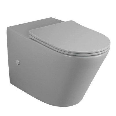 PACO WC kombi mísa, Rimless, 61x38 cm, spodní/zadní odpad, šedá mat PACO WC kombi mísa, Rimless, 61x38 cm, spodní/zadní odpad, šedá mat