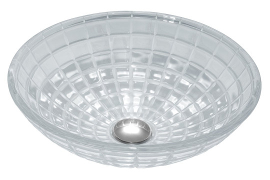 TOSEMI skleněné gravírované umyvadlo, průměr 42 cm, čirá TOSEMI skleněné gravírované umyvadlo, průměr 42 cm, čirá