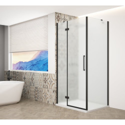TRINITY BLACK čtvercový sprchový kout 900x900mm, matné sklo, levé