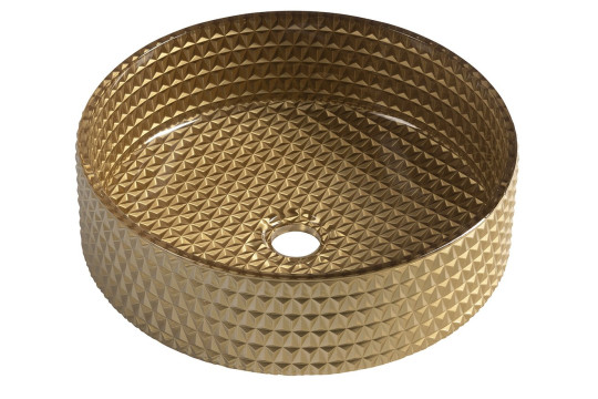 MARAGUA skleněné gravírované umyvadlo na desku Ø 39,5 cm, zlatá MARAGUA skleněné gravírované umyvadlo na desku Ø 39,5 cm, zlatá