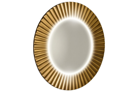 PRIDE kulaté zrcadlo s LED osvětlením v rámu ø 90cm, bronz