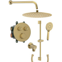 SMART SELECT podomítkový sprchový set s termostatickou baterií, 2 výstupy, posuvný držák sprchy, zlato mat SMART SELECT podomítkový sprchový set s termostatickou baterií, 2 výstupy, posuvný držák sprchy, zlato mat