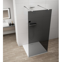 ESCA CHROME jednodílná sprchová zástěna do prostoru, kouřové sklo, 1500 mm