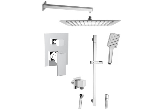 CUBEMIX podomítkový sprchový set s pákovou baterií, 2 výstupy, posuvný držák sprchy, chrom CUBEMIX podomítkový sprchový set s pákovou baterií, 2 výstupy, posuvný držák sprchy, chrom