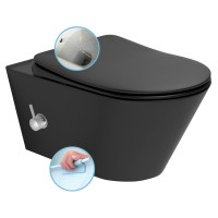 AVVA závěsná WC mísa Rimless, integrovaná baterie a bidet. sprška, 35,5x53 cm, černá mat AVVA závěsná WC mísa Rimless, integrovaná baterie a bidet. sprška, 35,5x53 cm, černá mat