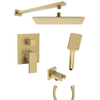 CUBEMIX podomítkový sprchový set s pákovou baterií, 2 výstupy, vyústění, zlato mat CUBEMIX podomítkový sprchový set s pákovou baterií, 2 výstupy, vyústění, zlato mat