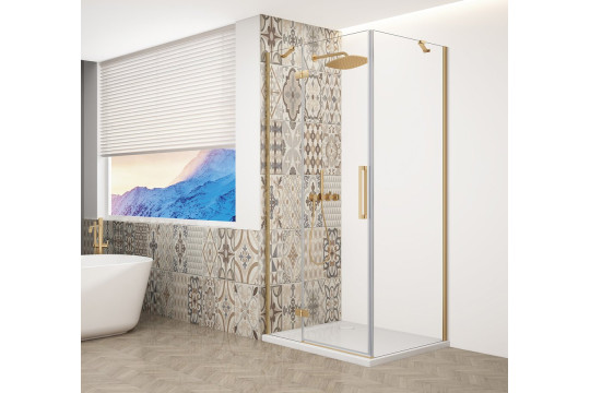 TRINITY GOLD MATT čtvercový sprchový kout 1000x1000mm, čiré sklo, levé