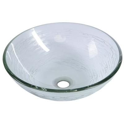 RIPPLE skleněné umyvadlo průměr 42 cm, čirá s motivem RIPPLE skleněné umyvadlo průměr 42 cm, čirá s motivem