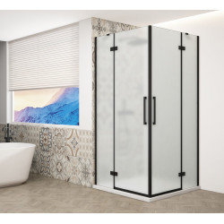 TRINITY BLACK čtvercový sprchový kout 1200x1200mm, rohový vstup, matné sklo
