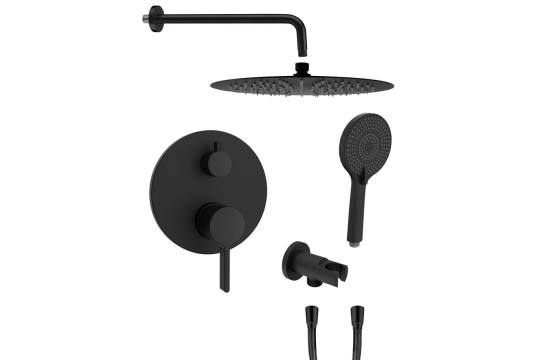 ICONIC podomítkový sprchový set s pákovou baterií, 2 výstupy, vyústění, černá mat ICONIC podomítkový sprchový set s pákovou baterií, 2 výstupy, vyústění, černá mat