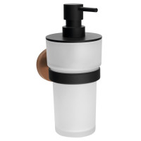 LARISSA dávkovač mýdla 250ml, mléčné sklo, černá/měď mat LARISSA dávkovač mýdla 250ml, mléčné sklo, černá/měď mat