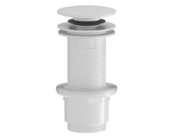 Umyvadlová výpust 5/4“, click-clack, velká zátka, 10-80mm, ABS/bílá
